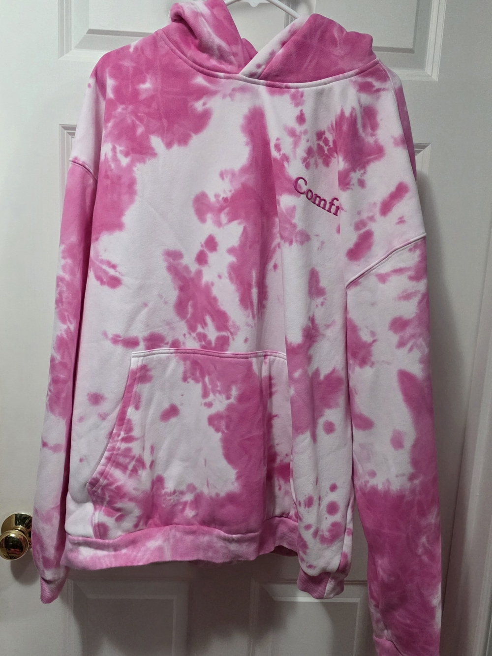 Comfort Colors Pink & White Tie-Dye Hoodie And Sweatpants